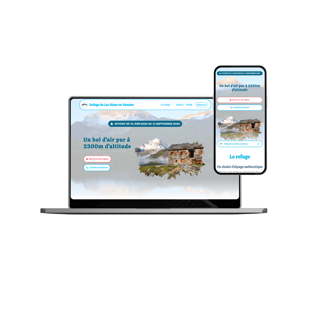 Digital Maniac Mockup Site web responsive client Refuge du Lac Blanc en Vanoise